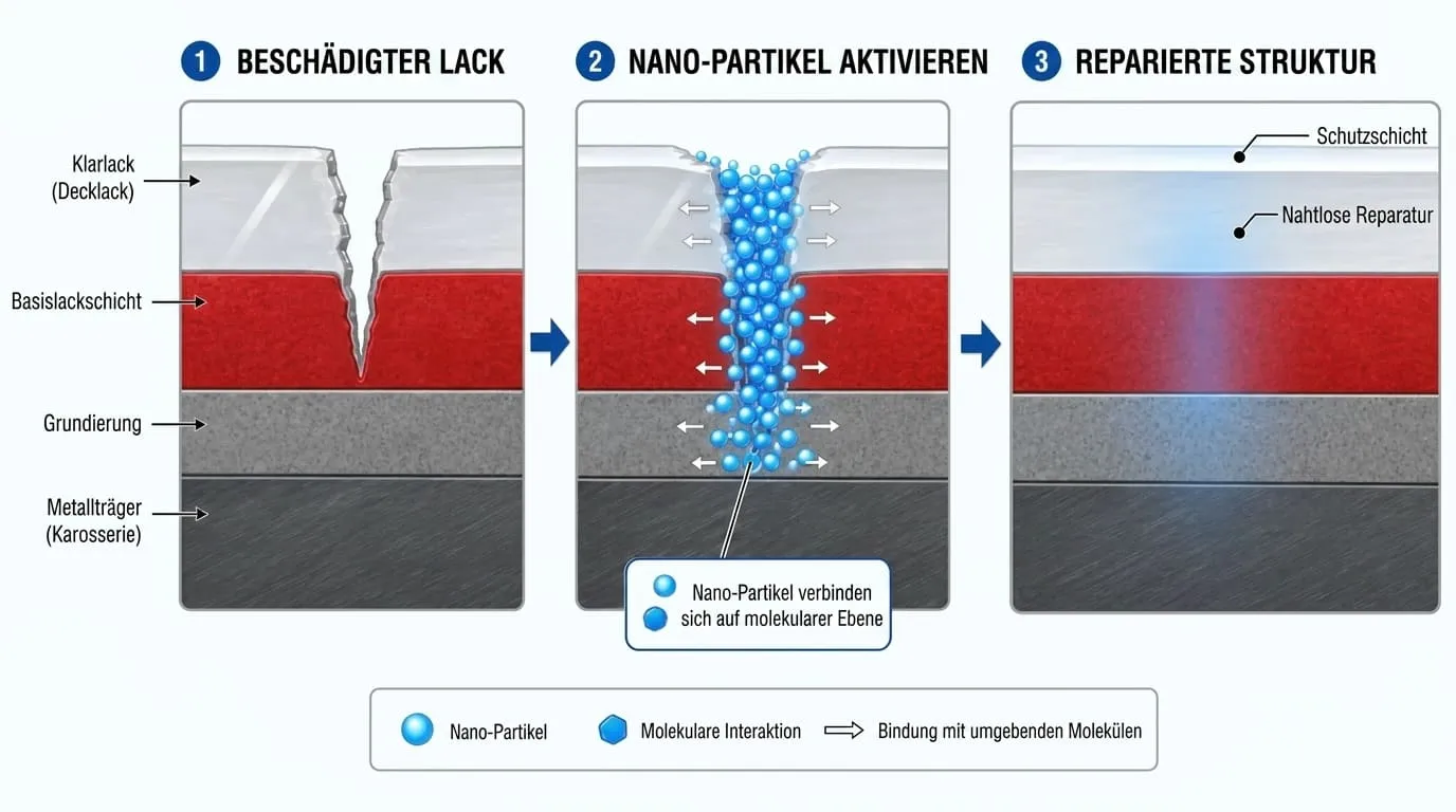 Nanopartikel-Bindungsprozess - molekulare Reparatur